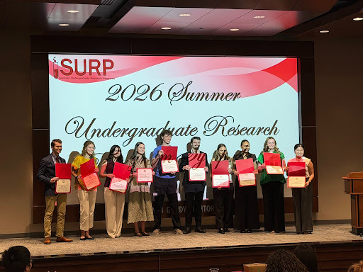 Tyler Armstrong with the other student award recipients at the SURP Symposium.