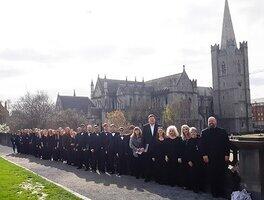 Northeastern State University/Community Chorus outside church in Ireland