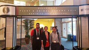 Dr. Kevin Wang, Yes Hall and Melissa Menie at Plant & Animal Genome XXIV Conferences