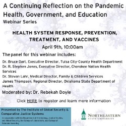 A Continuing Reflection on the Pandemic Health, Government, and Education Webinar Series poster