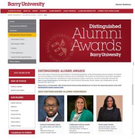 Distinguished Alumni Awards Barry University website - 2021 Distinguished Alumni Honorees