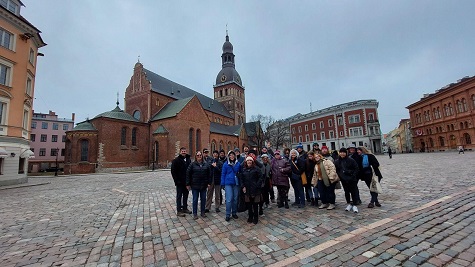NSU University/Community Chorus in front of Riga Lutheran Cathedral in the heart of Old Town Riga
