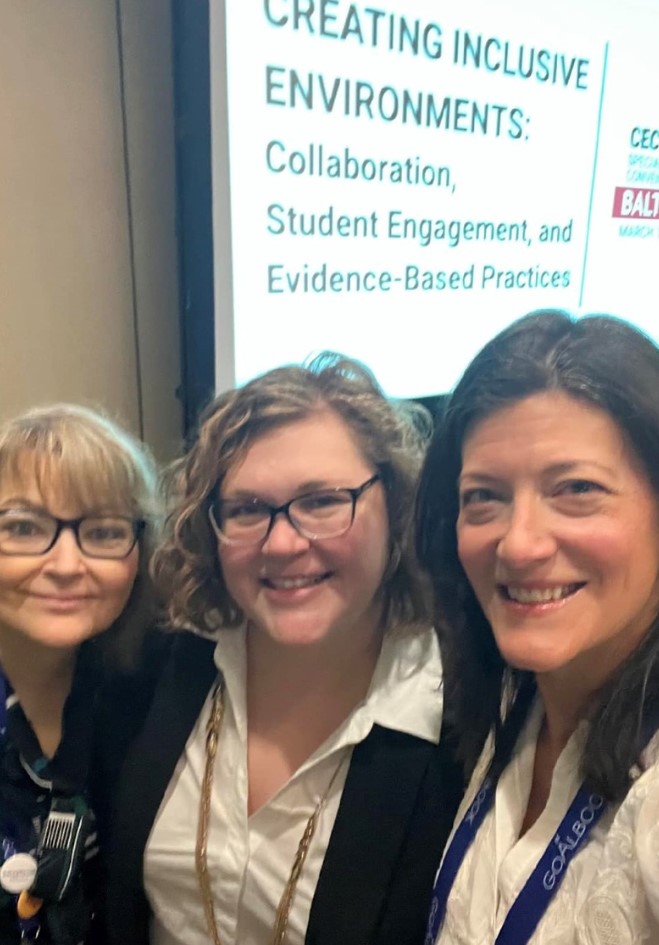 Haney with two colleagues at the Council for Exceptional Children 