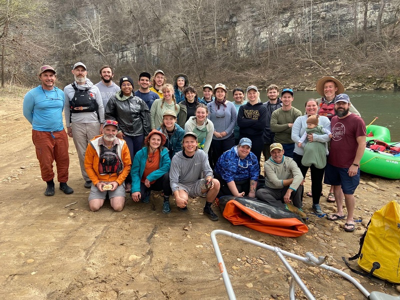 Buffalo National River Group picture from the Pruitt access site in the Buffalo National River