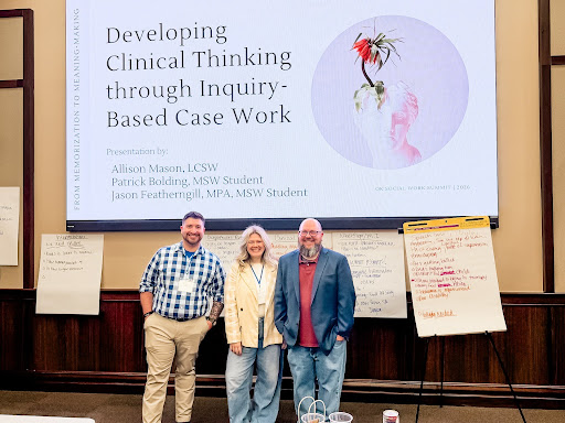 Allison Mason, Patrick Bolding, and Jason Featherngill presenting at the Oklahoma Social Work Summit. 