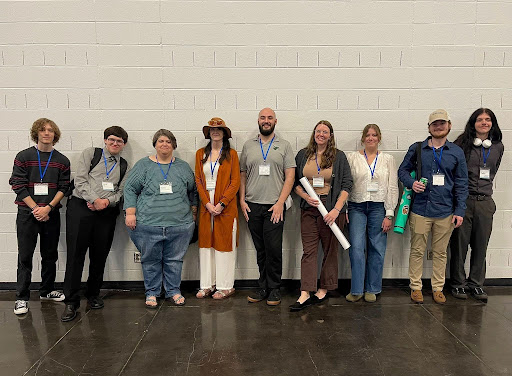  Research students and their mentors from Northeastern State University attending the Oklahoma Clean Lakes and Watershed Conference (OCLWA, 2026). From left to right: Cody Dial, Cale Ingle, Dr. Elizabeth Waring, Dr. Cheyanne Olson, Seth Thibodeau, Rachel Jackson, Ava Money, Riley Mccafferty, and Jared Lowry.