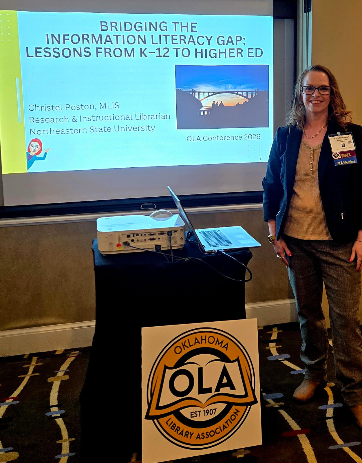 Christel Poston presenting at the Oklahoma Library Association Conference.