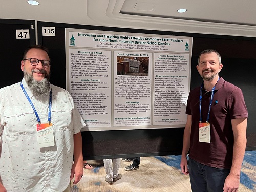 Dr. Luke Foster and Dr. Spence Pilcher with their poster at the Noyce Summit