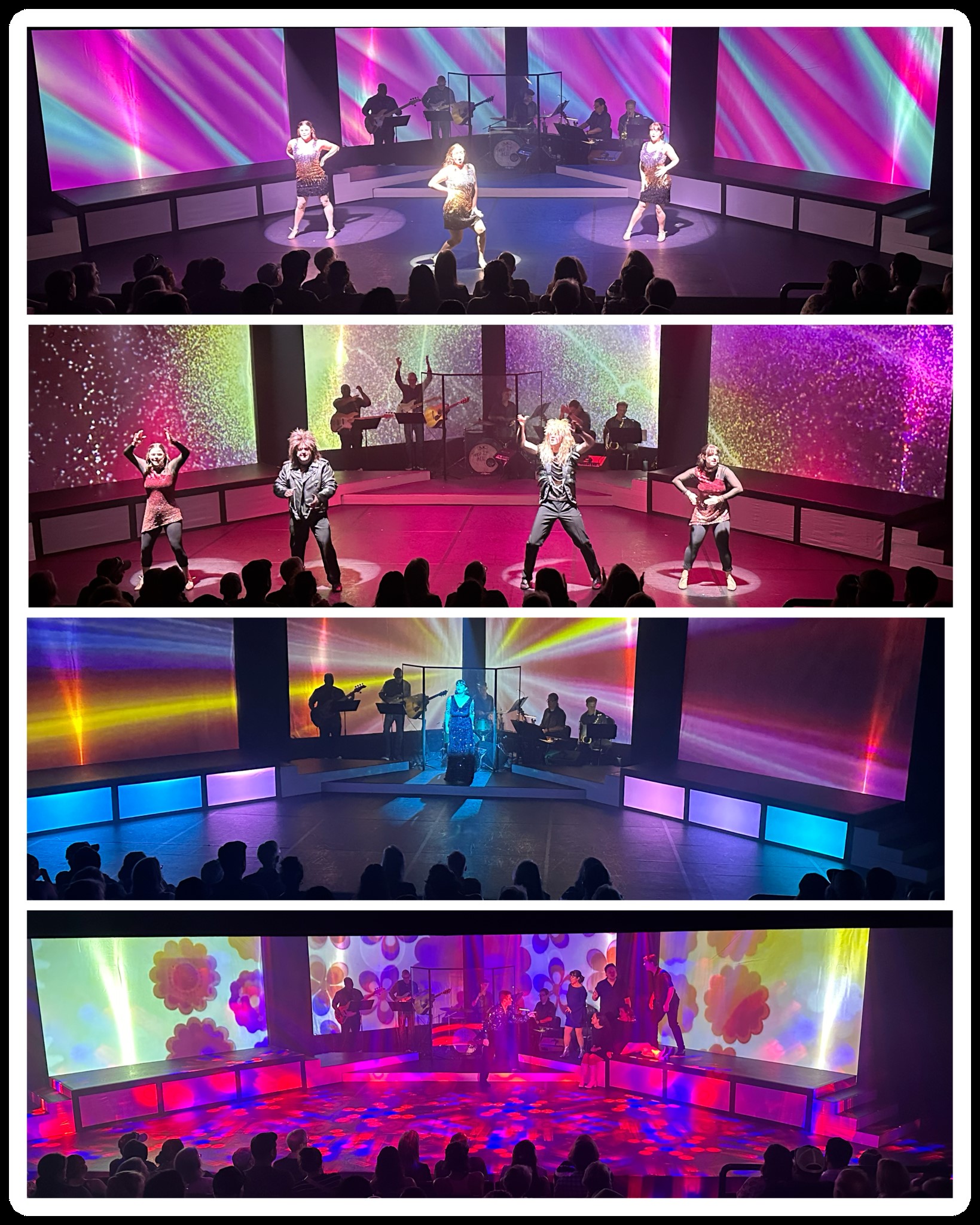 Collage of River City production photos. Lighting design by Scott Pursley.