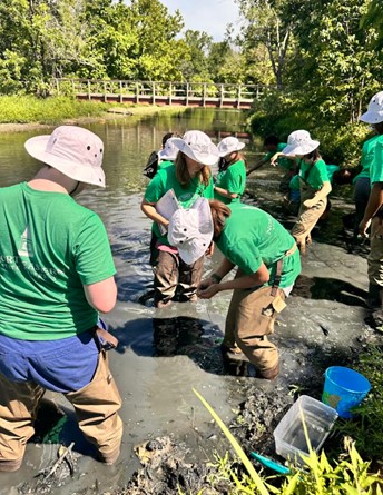 Summer Academy participants collect water quality data for analysis.