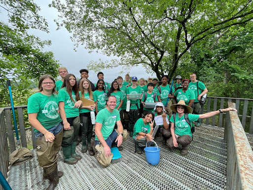 Drs. Christol and Green with the 2025 class of Get Green for Blue Students at Oxley Nature Center in Tulsa.