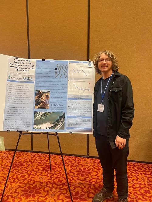 Keegan Stallings, a senior in Freshwater Sciences presented a poster on "Estimating River Bathymetry Using Recreational Grade UAV (Drone) Imagery on the Illinois River".