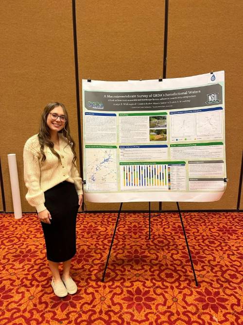 Austyn Walkingstick presented a poster on research done during her internship with the GRDA titled "A Macroinvertebrate Survey of GRDA's Jurisdictional Waters: A Look at how Environmental and Landscape Factors Influence Community Composition".