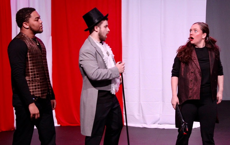 NSU Drama students (from left to right) Kendon Henry, Nathan Beene, and Gillian Randall