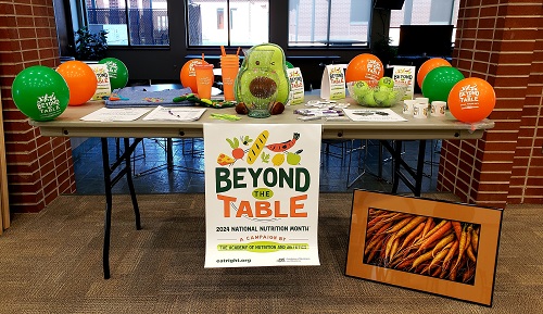 Table from the National Nutrition Month event in Muskogee.