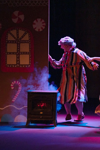 Pryor Junior Eric Chapin Jr. performs the role of "the Witch" being thrown into her magic oven.