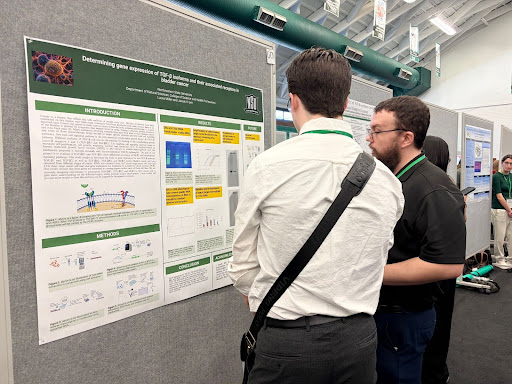 Lucas Miller explaining his research conducted at NSU at Oklahoma Research Day