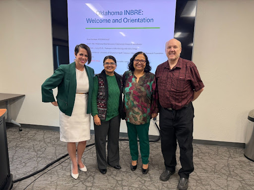 Dr. Cammi Valdez, Dr. Janaki Iyer, Dr. Sapna Das-Bradoo, and Dr. Michael Morgan at the OK-INBRE Orientation.