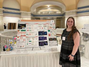 Lydia Ostmo presenting her poster and at the State Capitol