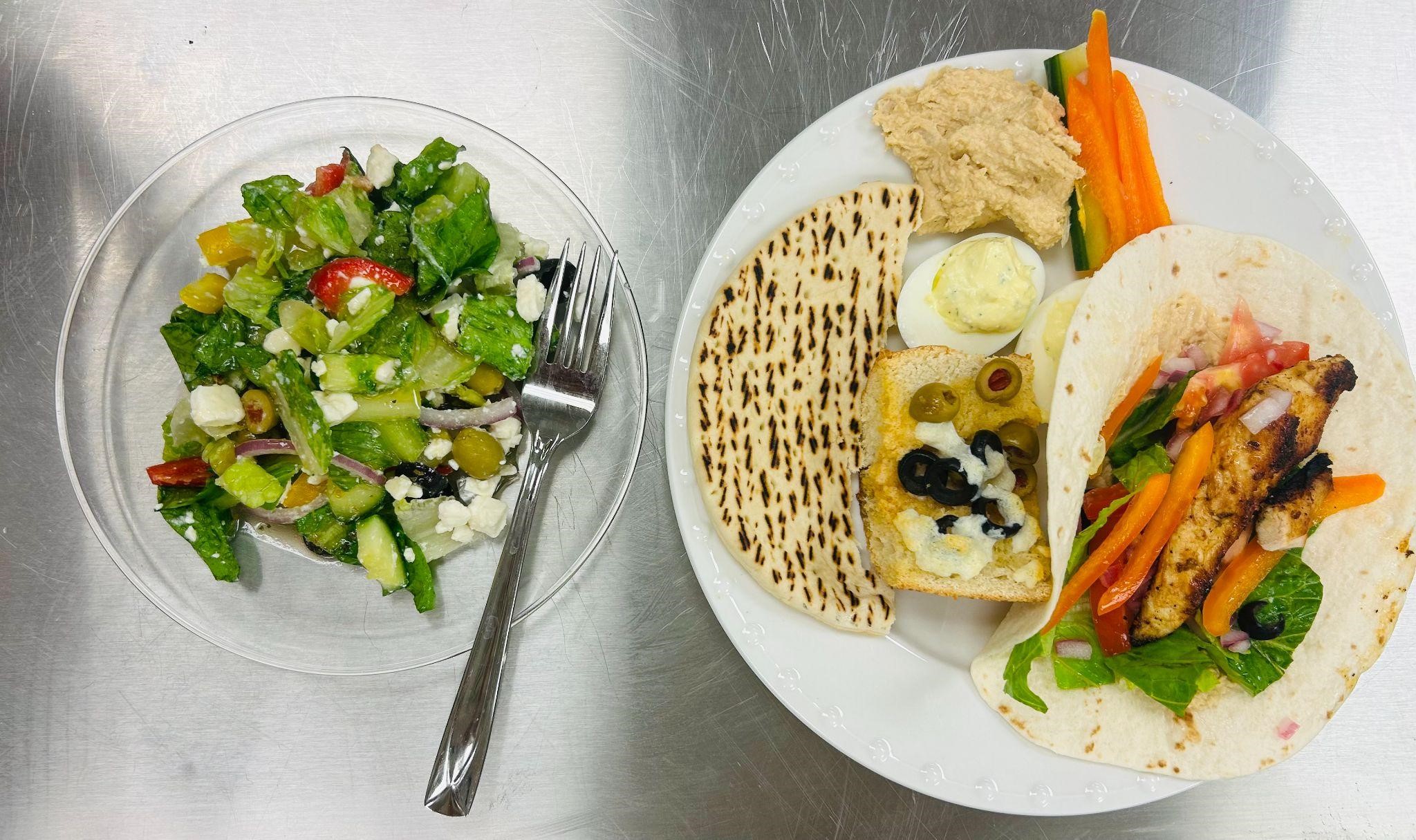Mediterranean Salad and pita bread
