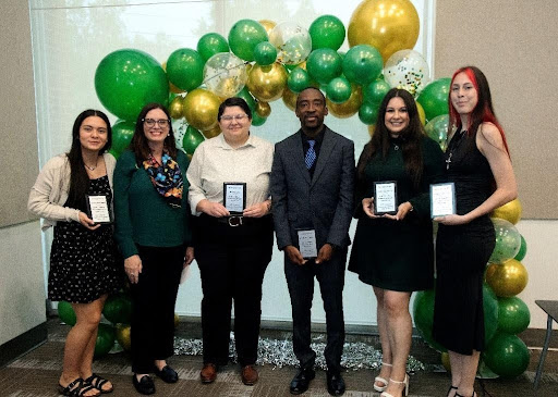 Ethics Bowl Team: CBT Student Organization of the Year and NSU Hall of Fame Inductees. Faculty Sponsor Dr. Megan Weinkauf and students Reese Lipe, Shelby Hebard, Gabriela Luna, Abraham Adedokun, Jo Miller, Samantha Lopez, Ashtynn Torres, and Brianna Merchant