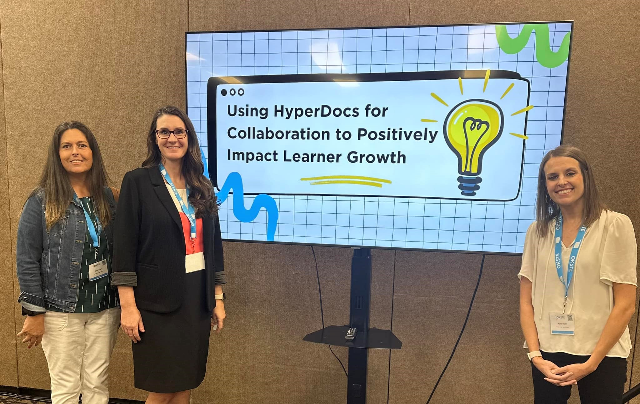 (L to R) Carla Scavo, Dr. Alesha Baker, and Katie Hurst presented at OKSTE in Tulsa, OK on Nov. 1, 2023. 