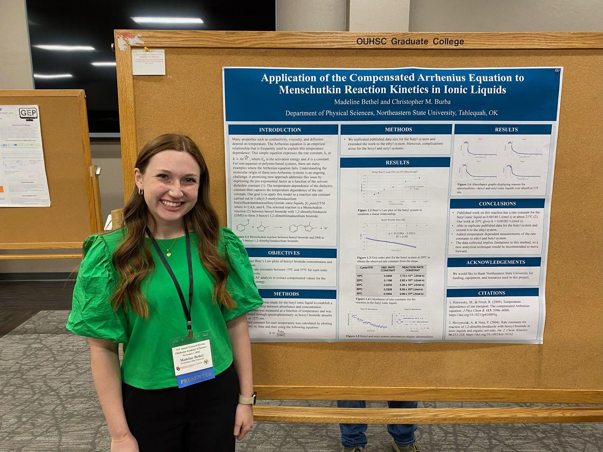 Maddie Bethel, a senior in Chemistry, presenting at the OAS conference in Oklahoma City.