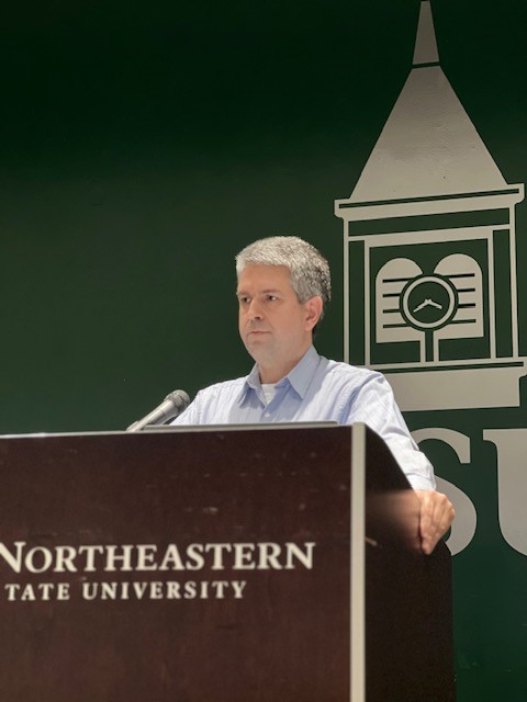 Jason Nichols, former mayor of Tahlequah and current Instructor of Political Science, giving the keynote address.