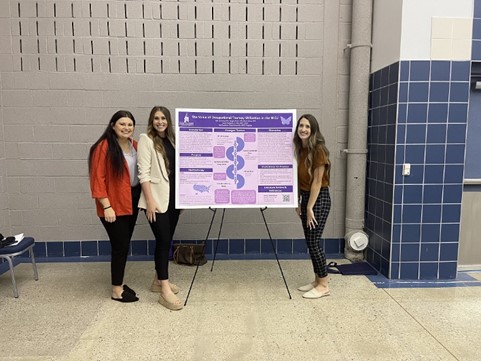 Quay Hosey, Reagen Push, and Niki Kennedy with their poster: The Value of Occupational Therapy in the NICU.