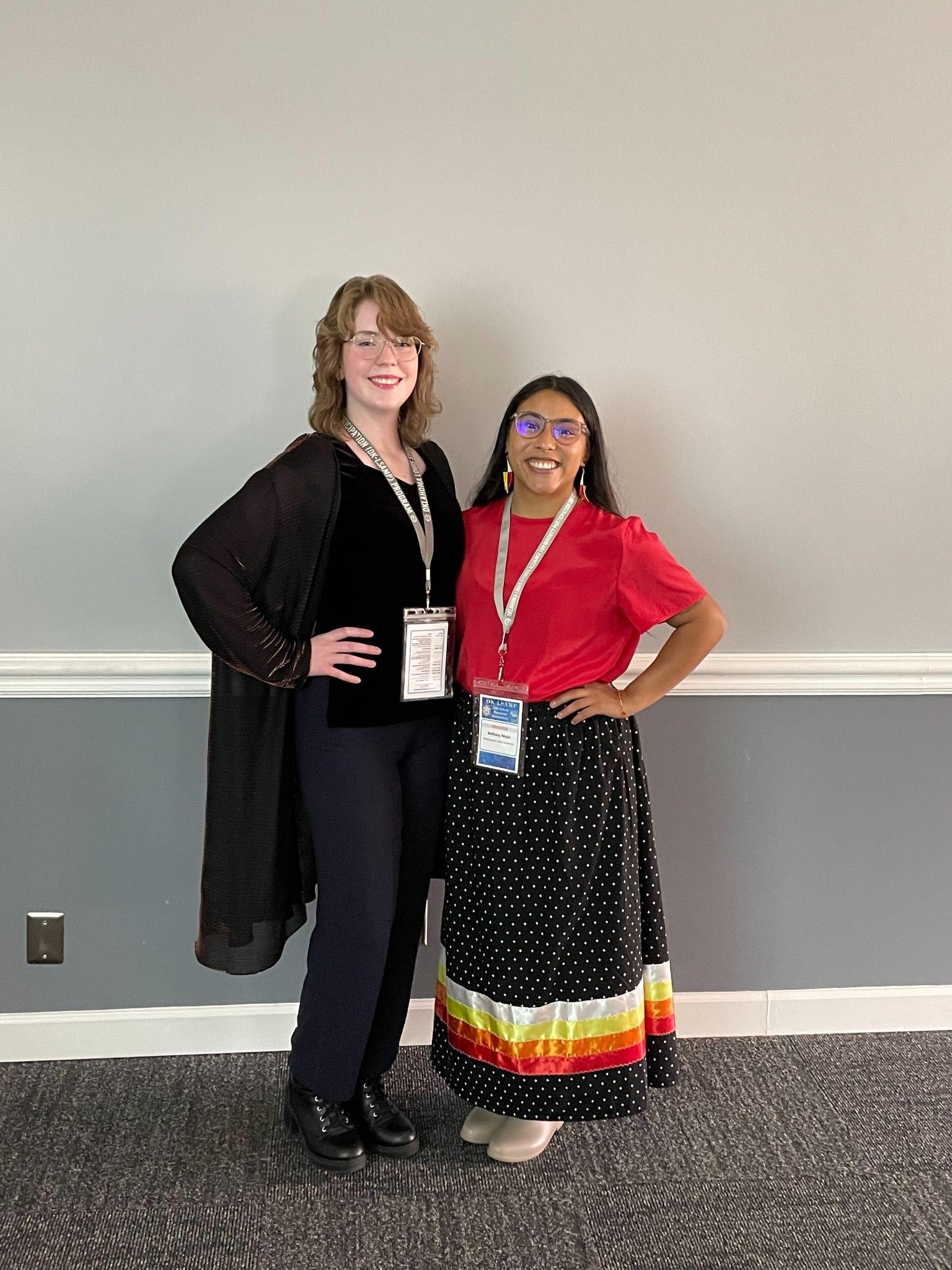 Anne Martin (left) and Bethany Mejia (right), undergraduate researchers in Dr. Valdez's lab, both gave oral presentations on their undergraduate research.