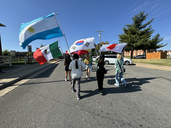 Students at homecoming parade