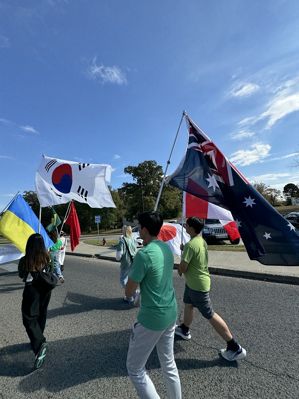 Students at homecoming parade