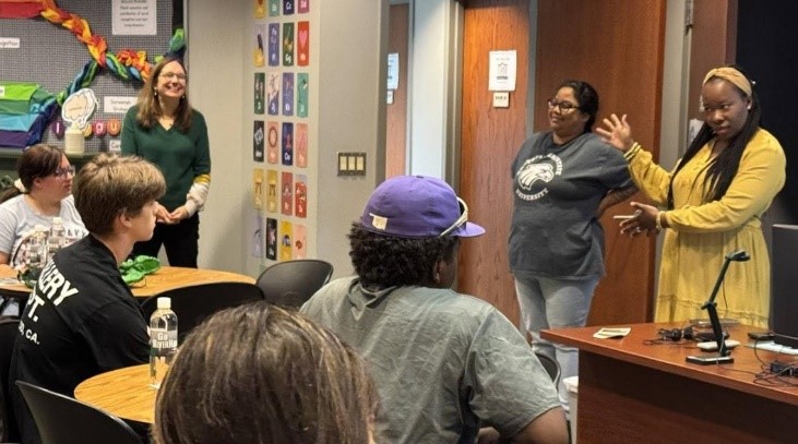 Drs. Meagan Moreland and Eruore Hopkins interacting with the students from Bristow