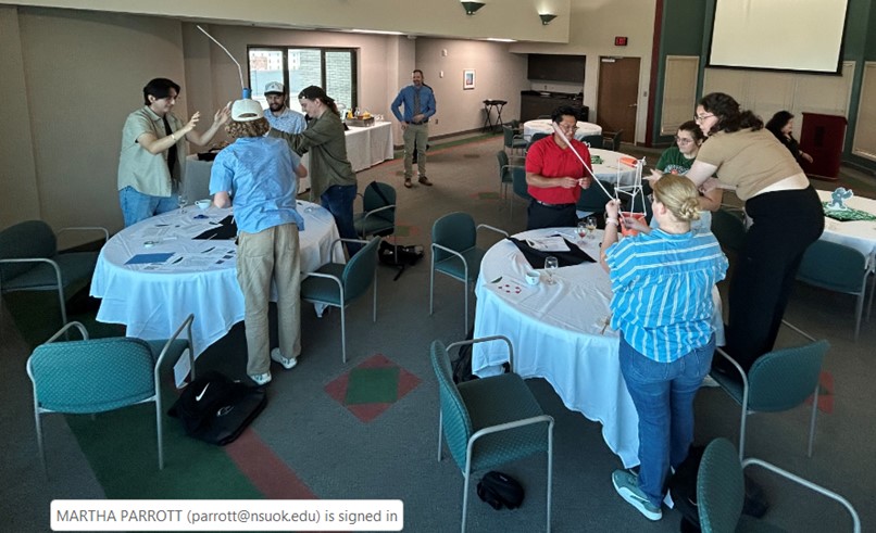 National Science Foundation Noyce Scholars engage in STEM design tasks as part of a professional learning day in Tahlequah on August 15, 2025. 