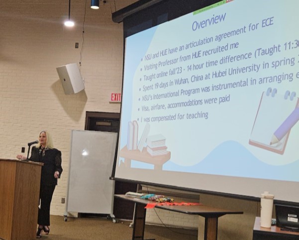 Dr. Kim Phillips speaking at Connors State College