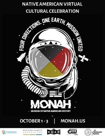 Native American Virtual Cultural Celebration Four Directions. One Earth. Mission United. Monah Museum of Native American History October 1-3 Monah.us Event Poster