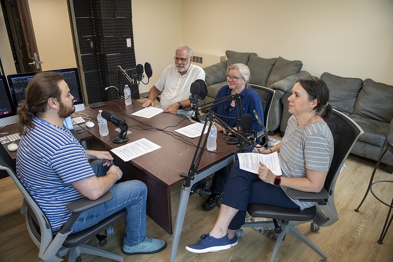 Podcasting - TNE's Spencer Makhani speaks with COLA deans. Photo by Cassie Freise