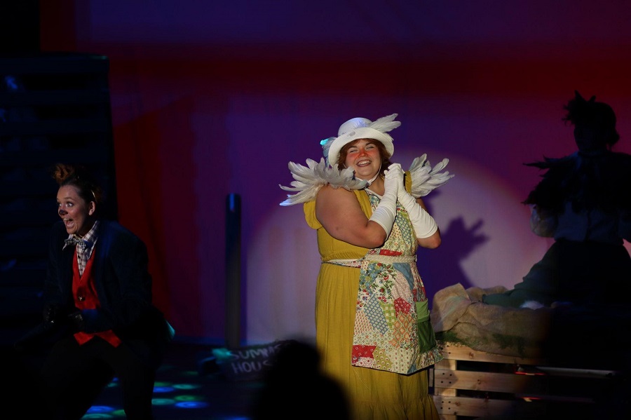 NSU Students perform The Tale of Jemima Puddle Duck (from left, Gillian Randall, Mishael bynum, Allie Newton)