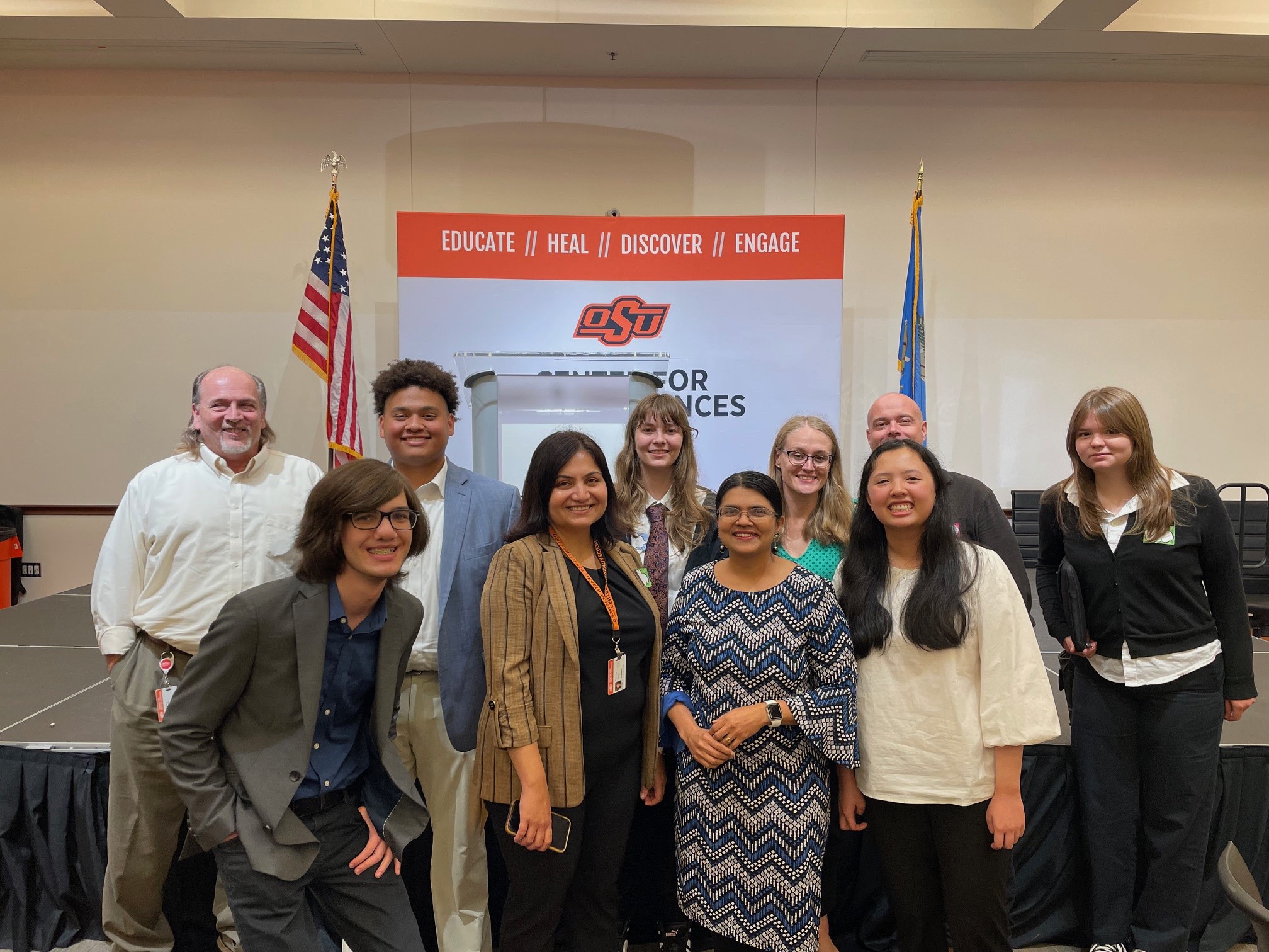 Dr. Iyer and faculty of Oklahoma State University Center for Health Sciences with the 2024 TABERC interns. Four of the seven interns worked at NSU’s Broken Arrow campus