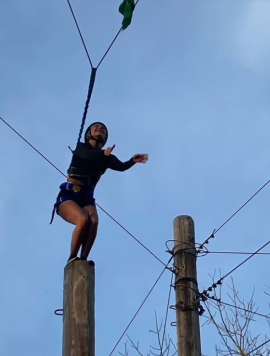 Student during Ropes Course