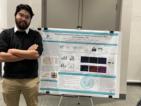 Al-Hussein al-Kazaz, Tia Tafla, Kaliana Lee, Jacob Castaneda, and Alejandro Lopez presented their research at the Undergraduate Research Day held in Tahlequah on Apr 24th, 2024.  