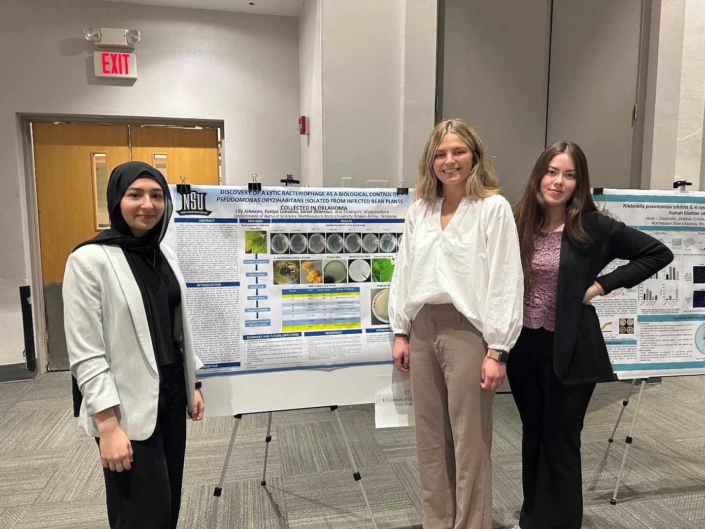 Undergraduate Research Day April 24/2024- From left to right Miss. Sarah Shahrour, Miss. Lily Johnson and Miss. Evelyn Luevano