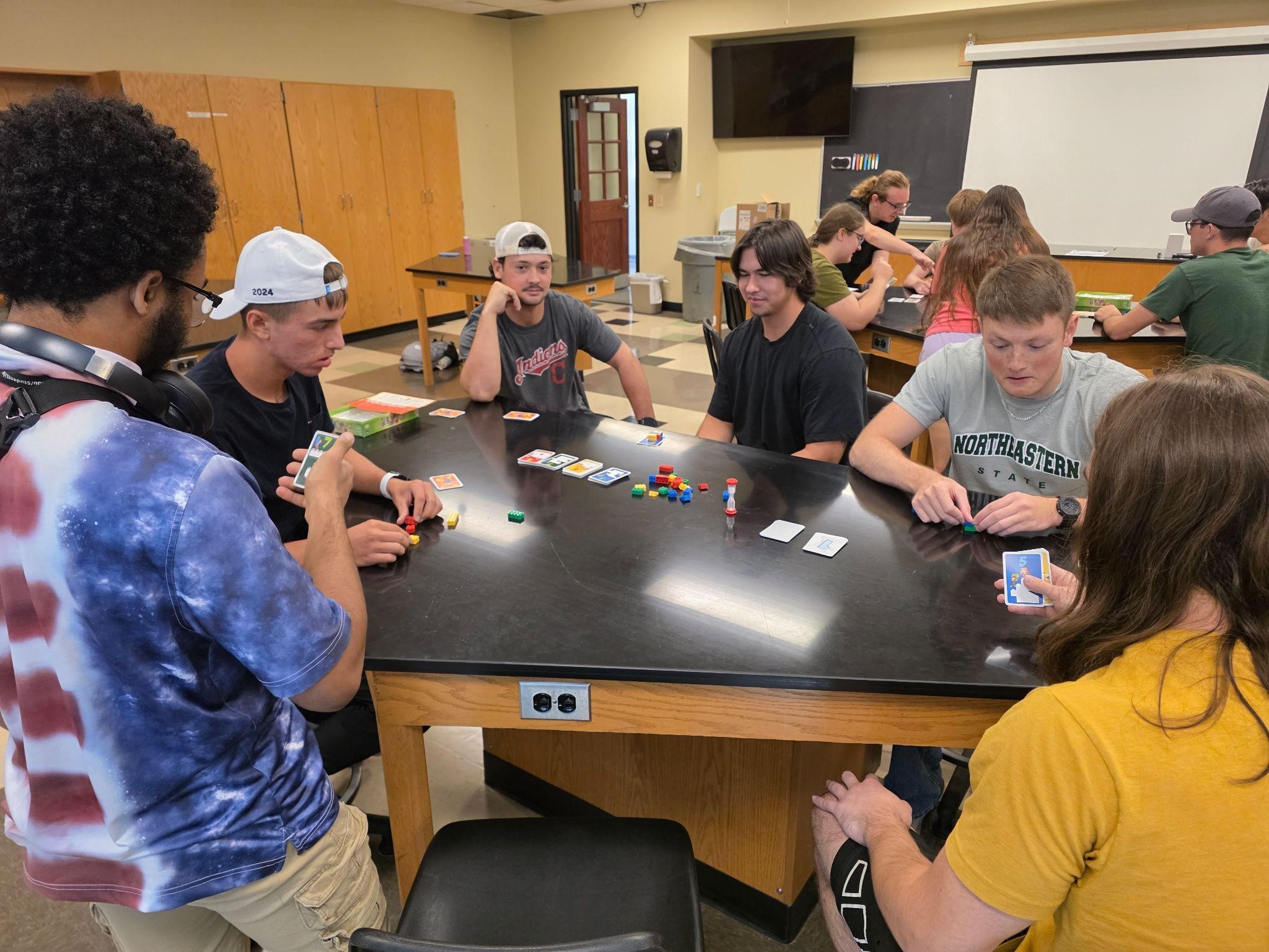 Intro Engineering students practice communications skills 2. Foreground left to right Lazro Roura, Mansur Khajimuradov, Klete Finley, Reese Williams, Rhett Hamilton, and Ben Hendrix Intro Engineering students practice communications skills 2. Foreground left to right Lazro Roura, Mansur Khajimuradov, Klete Finley, Reese Williams, Rhett Hamilton, and Ben Hendrix