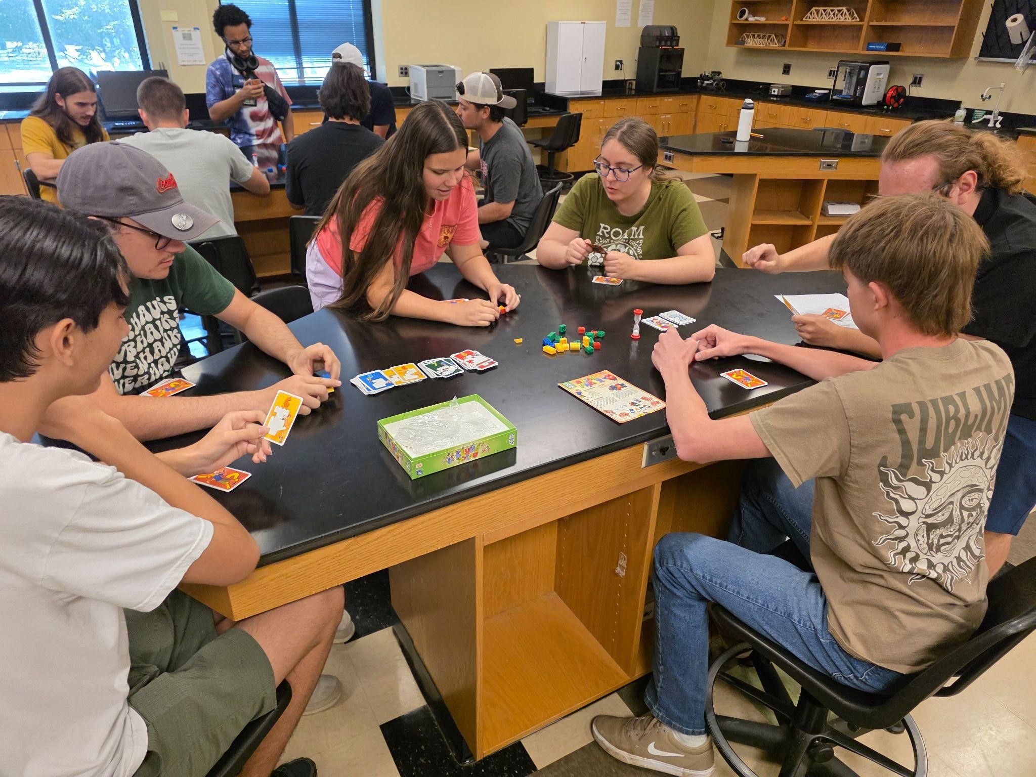 Intro Engineering students practice communications skills 1. Foreground left to right: Caleb Burba, Blake Washington, Cheyenne Stewart, Sarah Spriggs, Hunter Ryan, and Corey Trotter Intro Engineering students practice communications skills 1. Foreground left to right: Caleb Burba, Blake Washington, Cheyenne Stewart, Sarah Spriggs, Hunter Ryan, and Corey Trotter