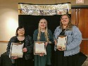 Three DaVinci Scholars with awards at 2022 DaVinci Awards Banquet - photo taken by Ken Crowder-