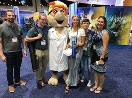 ACS Dr. Spence Pilcher, undergraduate research students Jake Allred, Sarah Littlejohn, Kyle Brown, and Dr. Jessica Martin visiting with Meg A. Mole at the American Chemical Society Meeting in San Diego August 26, 2019.